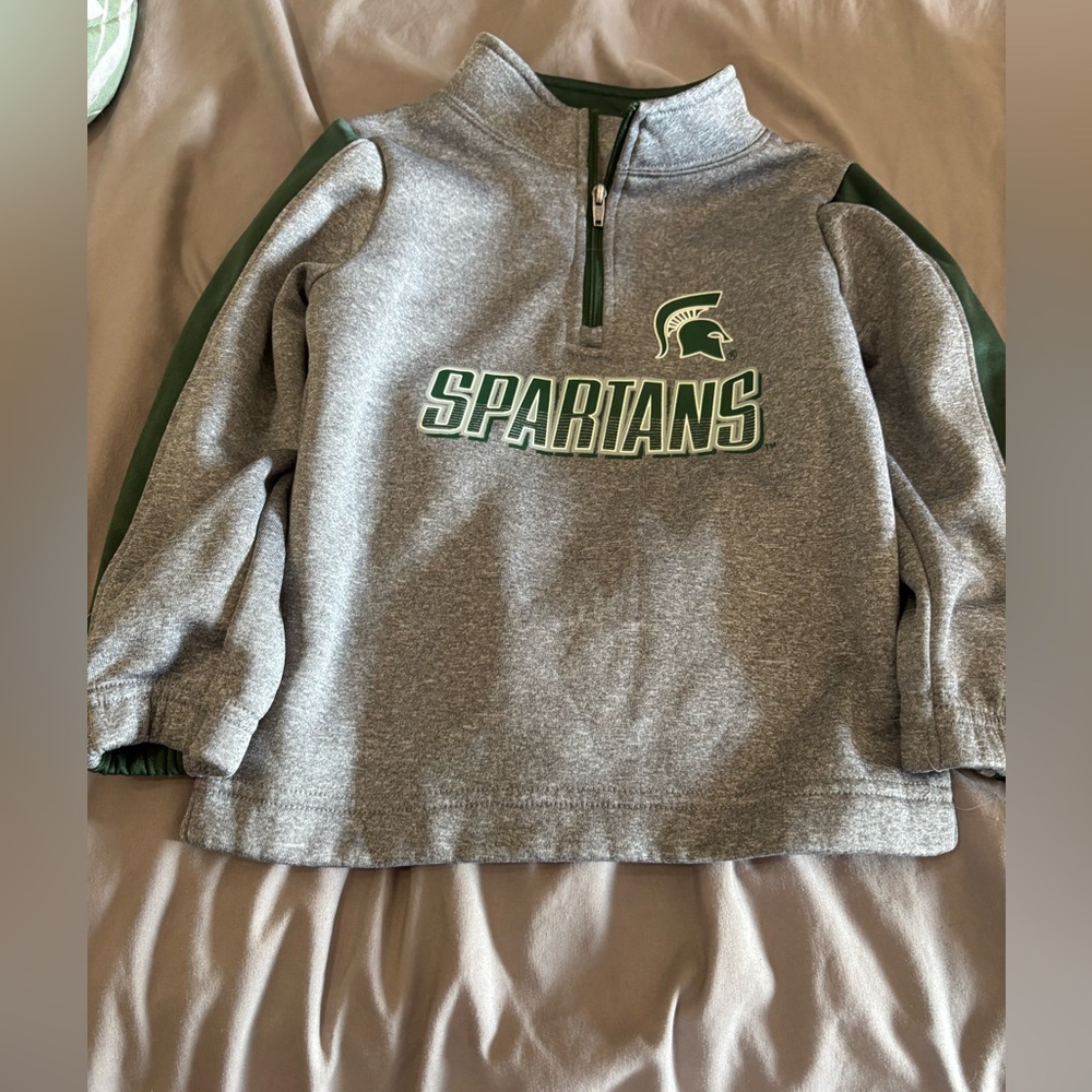 Rivalry Threads Gray and Green Spartans Hoodie